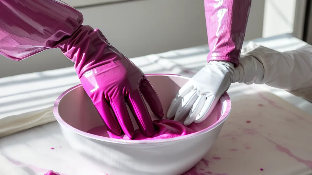 mancha fucsia de tinte fantasía sobre una funda de almohada blanca de algodón