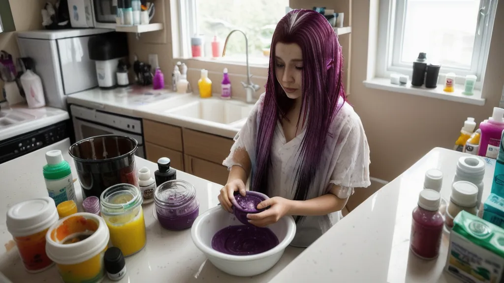 Mezcla de tinte demipermanente con activador en un bol, paso clave del tutorial de pelo en casa